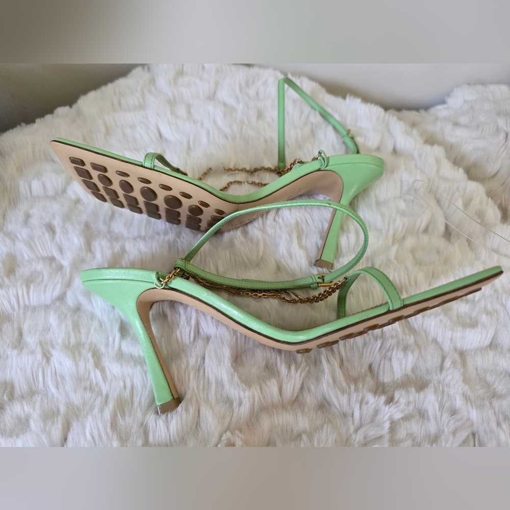 Bottega Veneta Stretch Chain Sandals Pistachio Green Square Toe EU 38.5/US 8.5 - Picture 4 of 16